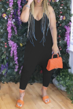 Purple Sexy Solid Patchwork Halter Harlan Jumpsuits