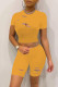 Orange Fashion Casual Solid Ripped O Neck Short Sleeve Two Pieces