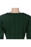 Green Wool Europe and America Solid Two Piece Suits pencil Long Sleeve Two-Piece Short Set