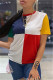 White Fashion Casual Patchwork Basic O Neck T-Shirts