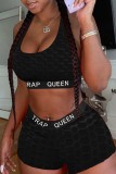 Red Casual Sportswear Solid Letter U Neck Sleeveless Two Pieces
