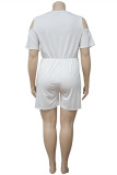 Black Fashion Casual Solid Basic V Neck Plus Size Romper