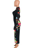 Turquoise Street O Neck Print scrawl Pattern Plus Size