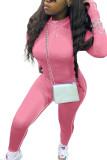 Orange Fashion Casual Adult Solid Patchwork O Neck Skinny Jumpsuits