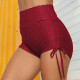 Burgundy Sexy Solid Patchwork Draw String Straight Bottoms
