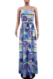 Colour Elegant Print Bandage Patchwork Spaghetti Strap Sling Dress Dresses