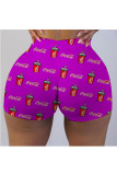 Blue Milk Silk Elastic Fly Mid Print Skinny shorts Bottoms