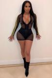 Yellow Fashion Asymmetrical perspective Long Sleeve V Neck Rompers
