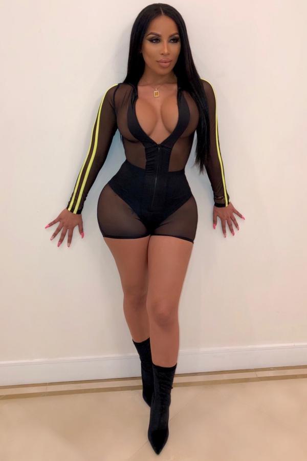 Yellow Fashion Asymmetrical perspective Long Sleeve V Neck Rompers
