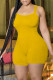 Yellow Sexy Casual Solid Backless Spaghetti Strap Skinny Romper