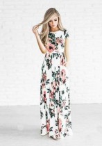 As Show-1 Short Sleeve Straight Long Print Dresses