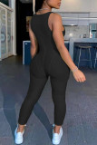 Blue Sexy Solid Patchwork U Neck Skinny Jumpsuits