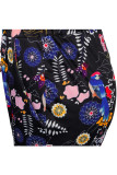 Black venetian Casual Patchwork Print Two Piece Suits Straight Long Sleeve Two-piece Pants Set