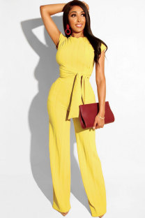 Yellow Fashion Casual Sexy Print Patchwork Straight