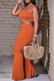Red Sexy Casual Solid Basic U Neck Sleeveless Two Pieces