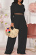 Black Fashion Casual Solid Basic O Neck Long Sleeve Two Pieces