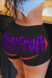 Black Elastic Fly Low Print Straight shorts Bottoms