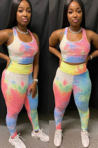 colour Fashion adult Ma'am Street Print Two Piece Suits pencil Sleeveless Two Pieces