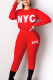 Red British Style Print Embroidered Sequins O Neck Long Sleeve Two Pieces