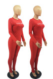 Black Fashion Casual Letter Basic O Neck Long Sleeve Two Pieces