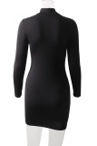 Black Milk. Sexy Cap Sleeve Long Sleeves Mandarin Collar Pencil Dress Knee-Length Solid Club Dresses