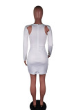 Red Twilled Satin Patchwork Solid Pierced Hollowed Out Patchwork Basic Long Sleeve Mini Wrapped Skirt Dresses