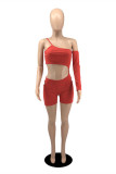 Red Fashion Sexy Solid Hollowed Out Backless Spaghetti Strap Skinny Romper