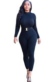 Black Green Sexy Solid Long Sleeve O Neck 