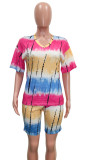 Purple and green Sexy V Neck Striped Print Stripe Plus Size