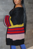Black Casual Print Outerwear