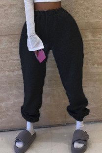 Black Elastic Fly Mid Solid Harlan pants Pants Bottoms