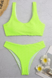 Blue Sexy Solid Patchwork Swimwears