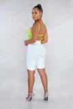 Fluorescent green Fashion Sexy Mesh Backless perspective Sleeveless Slip 