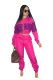 rose red Elastic Fly Long Sleeve Mid Letter Patchwork Straight Pants