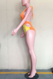Multicolor Fashion Sexy Patchwork Hollowed Out Backless Swimwears