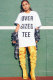 White O Neck Half Sleeve Patchwork Letter Print Tees & T-shirts
