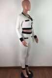 purple Street Geometric Patchwork O Neck Long Sleeve Regular Sleeve Short Two Pieces