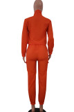 Yellow Street Patchwork Two Piece Suits Solid Fluorescent pencil Long Sleeve Two-piece Pants Set