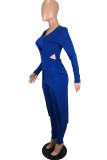 Black Sexy Solid Patchwork O Neck Long Sleeve Two Pieces