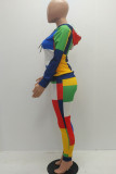 multicolor Chlorine Fashion adult Casual Two Piece Suits Print Patchwork pencil Long Sleeve 
