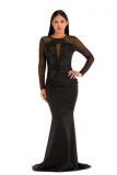 Wine Red Fashion adult Celebrities Cap Sleeve Long Sleeves O neck Mermaid Floor-Length Sequin Patch