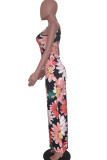 White Fashion Street White Brown Yellow Spaghetti Strap Sleeveless V Neck Pencil Dress Floor-Length Print Floral Animal Dresses