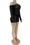 Yellow Sexy Solid Lace Off the Shoulder Pencil Skirt Dresses