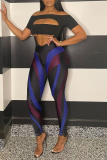 Pink Sexy Print Patchwork Skinny High Waist Pencil Full Print Bottoms