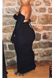 Red Fashion Sexy adult Patchwork Solid backless Draped Two Piece Suits pencil Half Sleeve Two Pieces