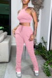 Black Active Solid pencil Sleeveless Two Pieces