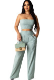 White Fashion Sexy Two Piece Suits Draped Solid Loose Sleeveless
