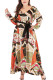 Multi-color Fashion adult Ma'am Street V Neck Print Pattern Plus Size