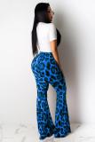 Red Fashion Casual adult Leopard Lips Print Print Loose Short Sleeve
