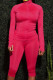 Red Fashion Active adult Ma'am Solid Two Piece Suits pencil Long Sleeve Two Pieces